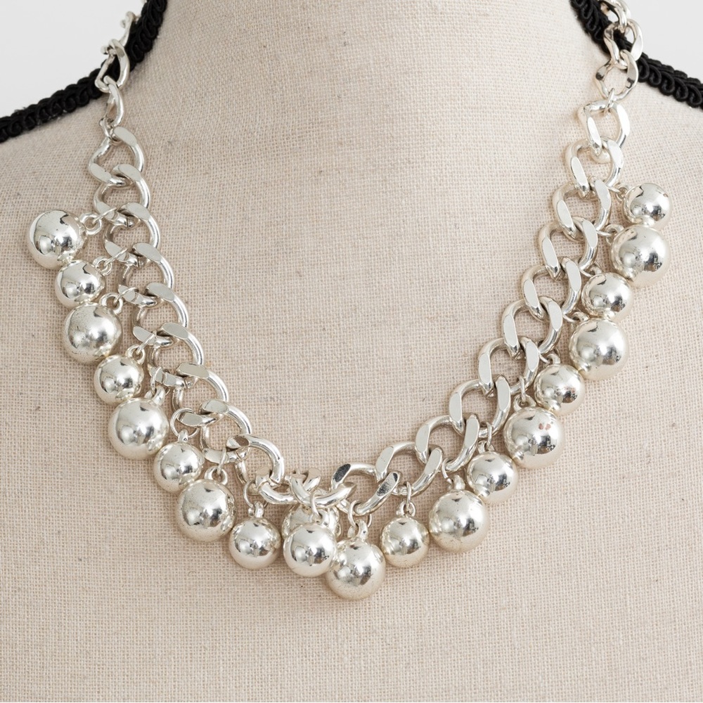 Choker necklace silver beaded chain link Charles Winston Collections